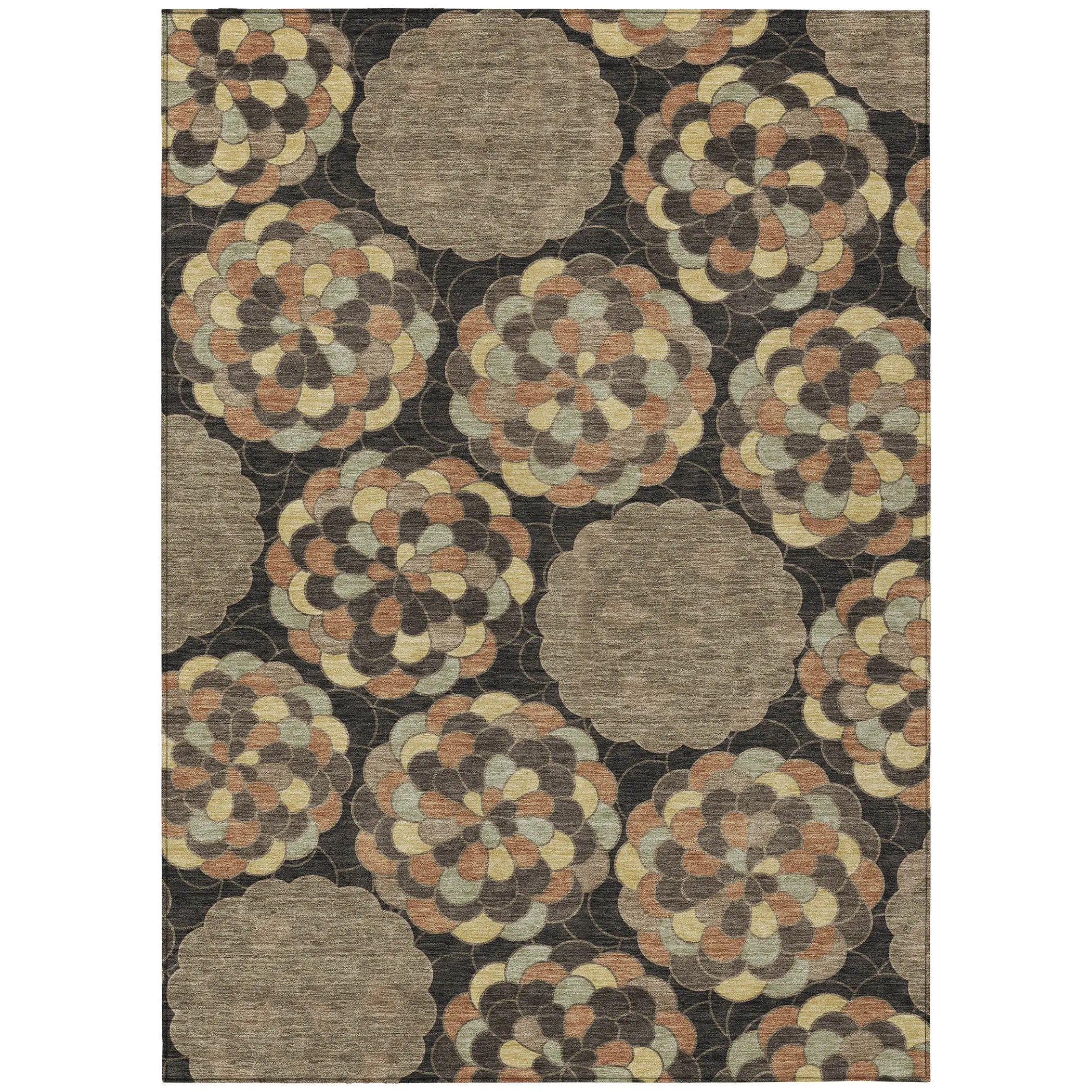 5' X 8' Brown And Beige Floral Washable Indoor Outdoor Area Rug Homeroots Outdoor