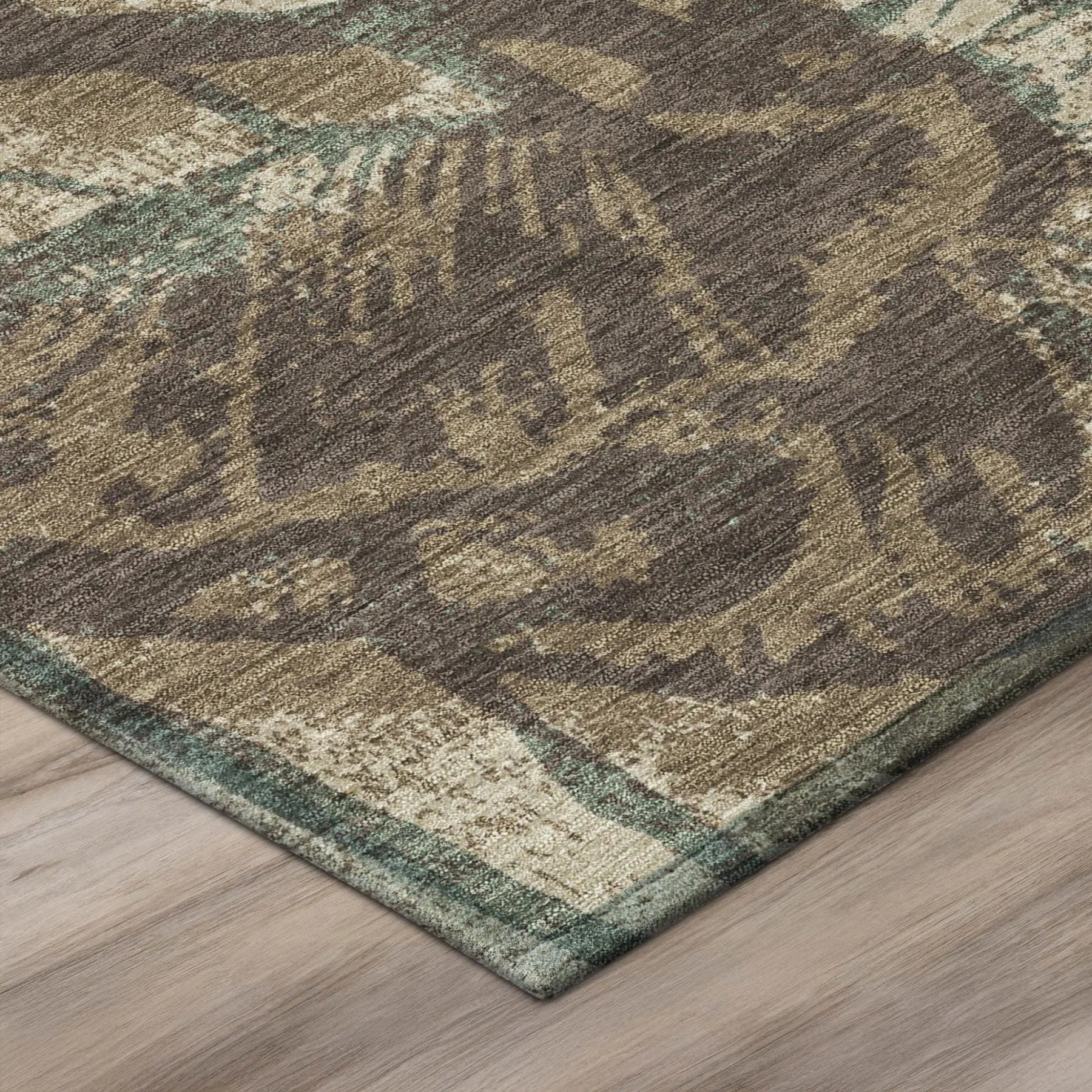 5' X 8' Brown And Beige Floral Washable Indoor Outdoor Area Rug Homeroots Outdoor