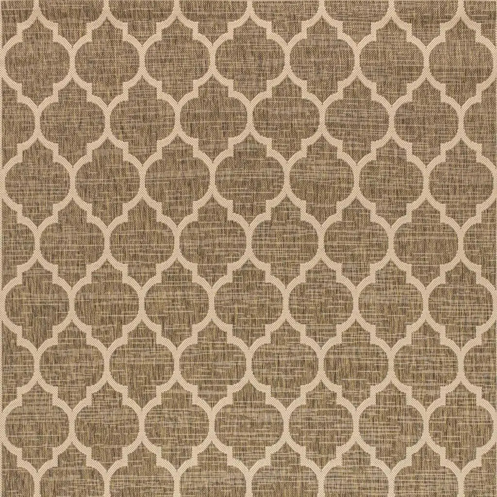 5' X 8' Brown And Beige Geometric Indoor Outdoor Area Rug Homeroots Outdoor