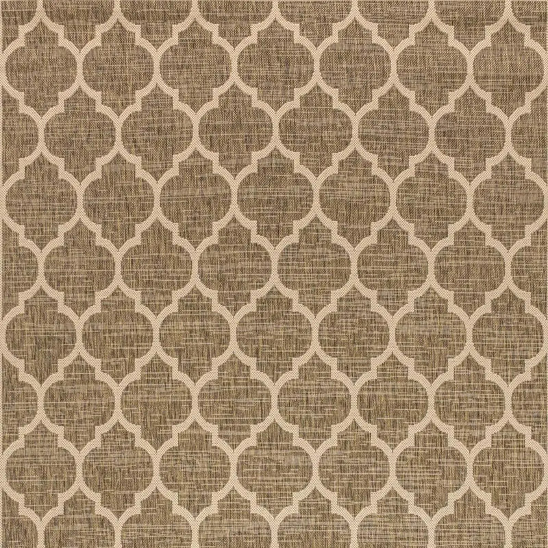5' X 8' Brown And Beige Geometric Indoor Outdoor Area Rug Homeroots Outdoor