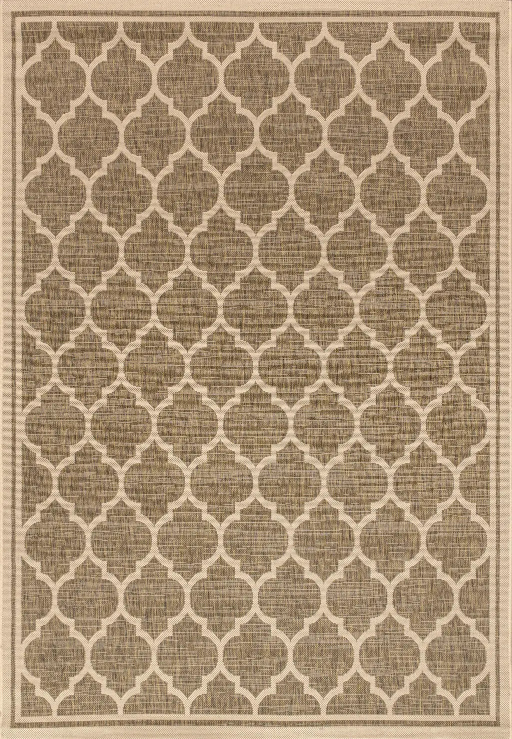 5' X 8' Brown And Beige Geometric Indoor Outdoor Area Rug Homeroots Outdoor