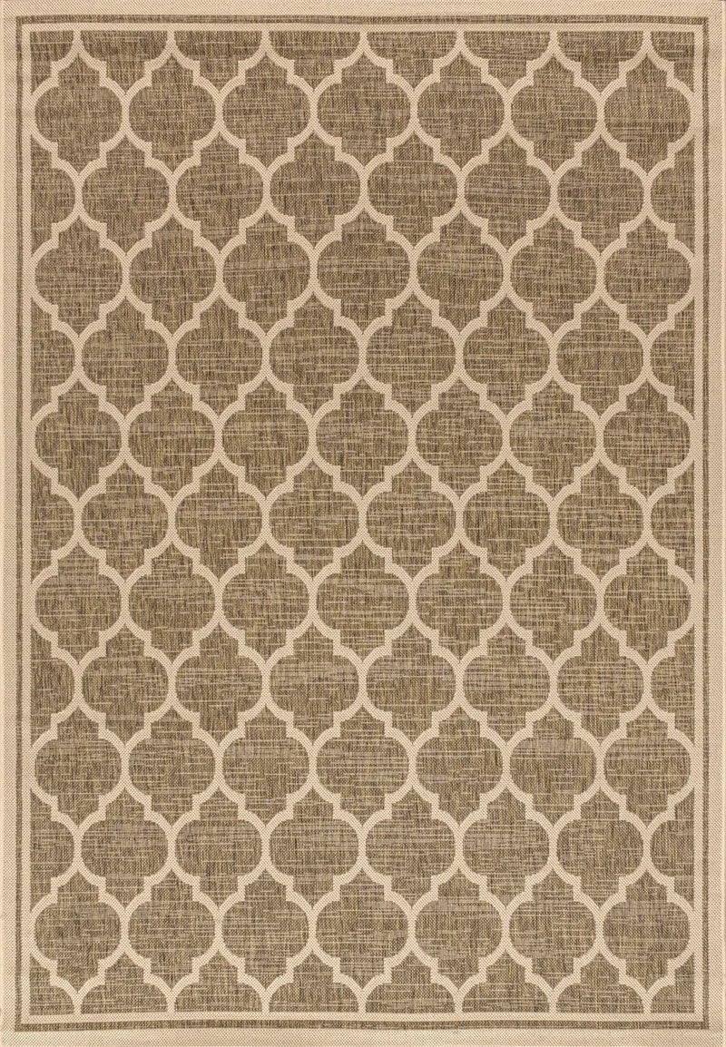 5' X 8' Brown And Beige Geometric Indoor Outdoor Area Rug Homeroots Outdoor