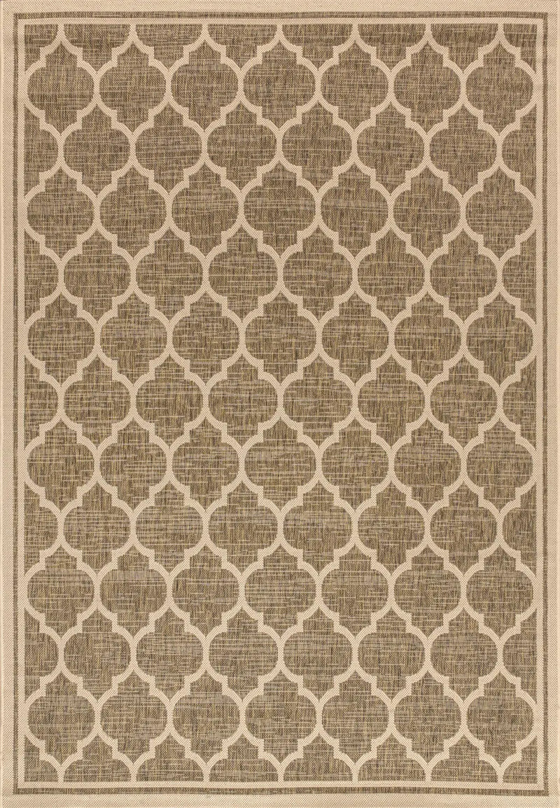 5' X 8' Brown And Beige Geometric Indoor Outdoor Area Rug Homeroots Outdoor