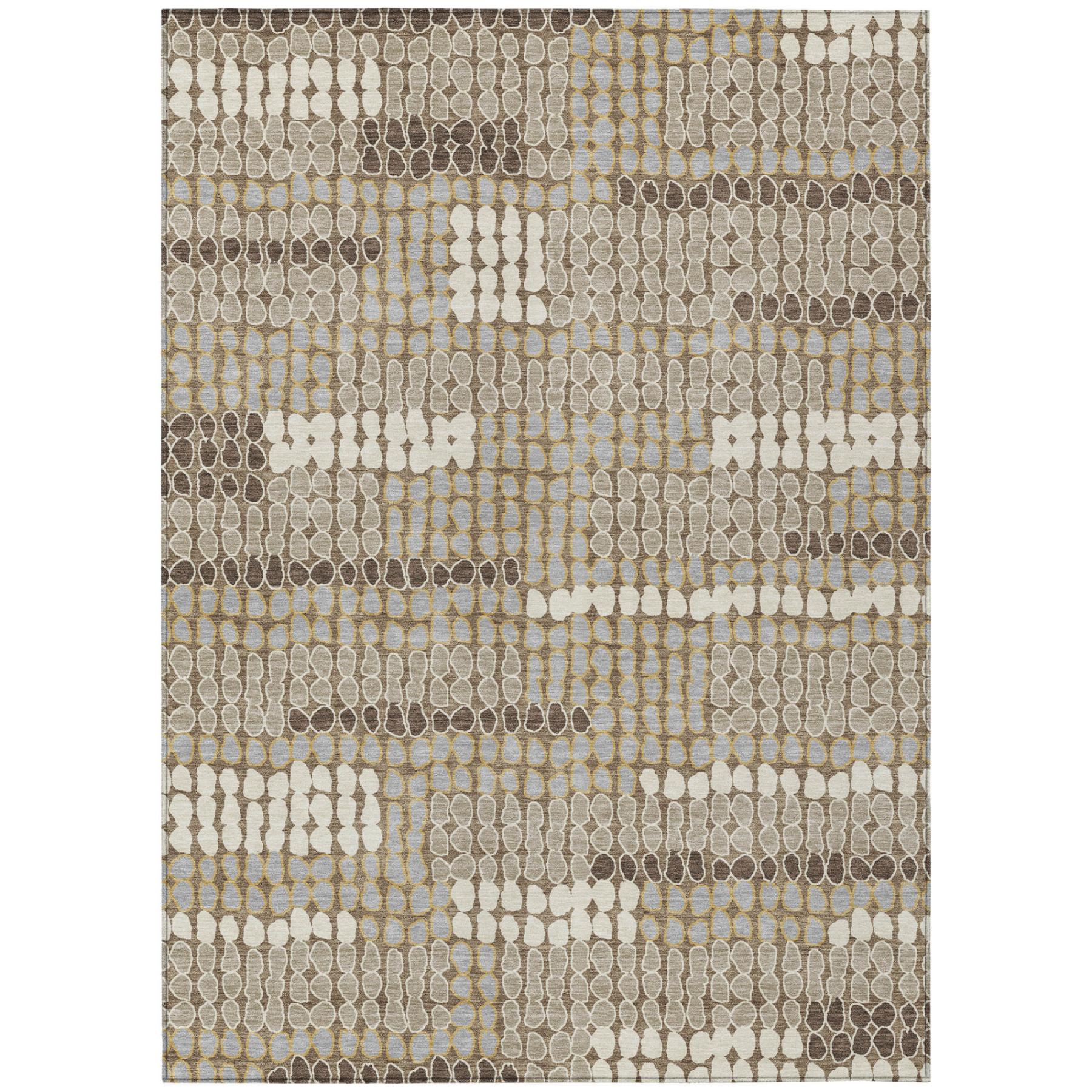5' X 8' Brown And Beige Geometric Washable Indoor Outdoor Area Rug Homeroots Outdoor