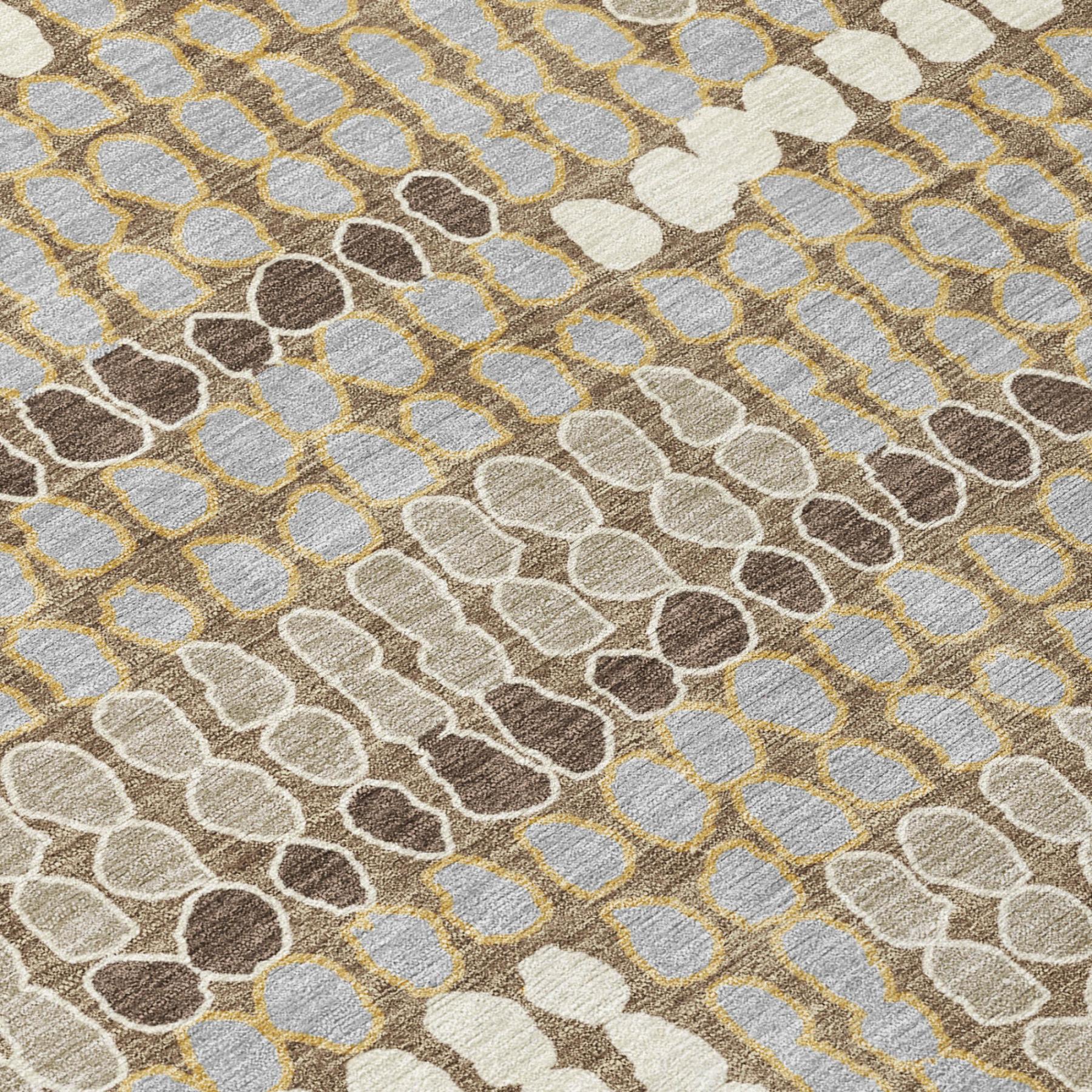 5' X 8' Brown And Beige Geometric Washable Indoor Outdoor Area Rug Homeroots Outdoor