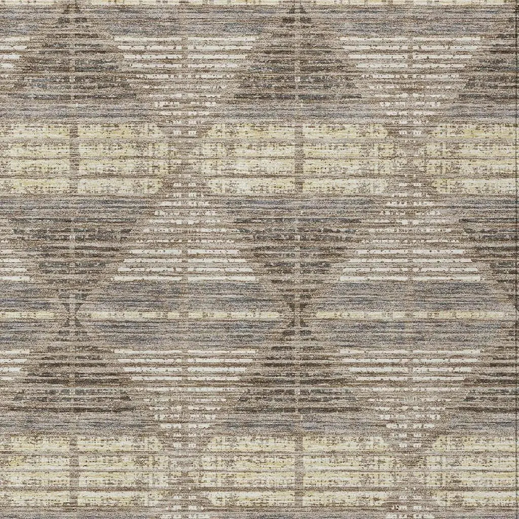 5' X 8' Brown And Beige Geometric Washable Indoor Outdoor Area Rug Homeroots Outdoor