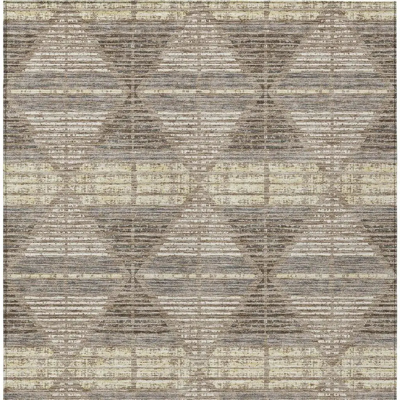 5' X 8' Brown And Beige Geometric Washable Indoor Outdoor Area Rug Homeroots Outdoor