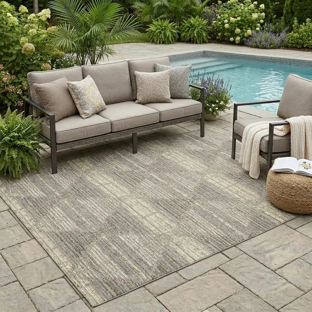 5' X 8' Brown And Beige Geometric Washable Indoor Outdoor Area Rug Homeroots Outdoor