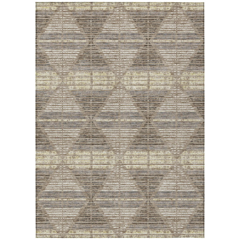 5' X 8' Brown And Beige Geometric Washable Indoor Outdoor Area Rug Homeroots Outdoor