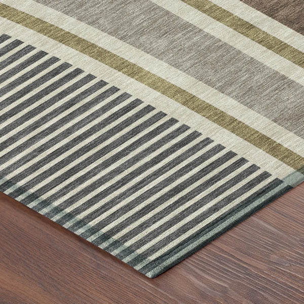 5' X 8' Brown And Beige Geometric Washable Indoor Outdoor Area Rug Homeroots Outdoor