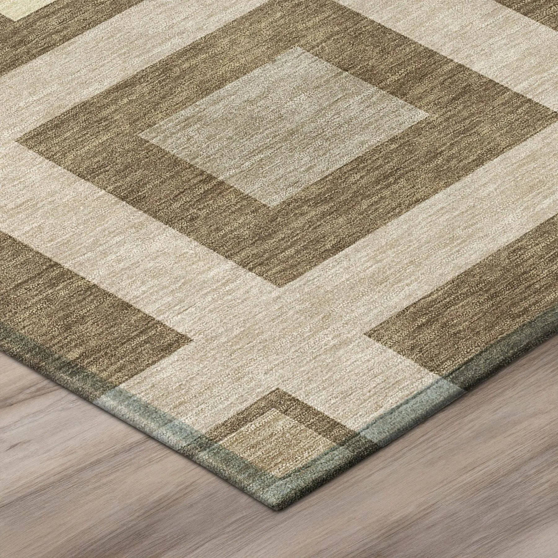 5' X 8' Brown And Beige Geometric Washable Indoor Outdoor Area Rug Homeroots Outdoor