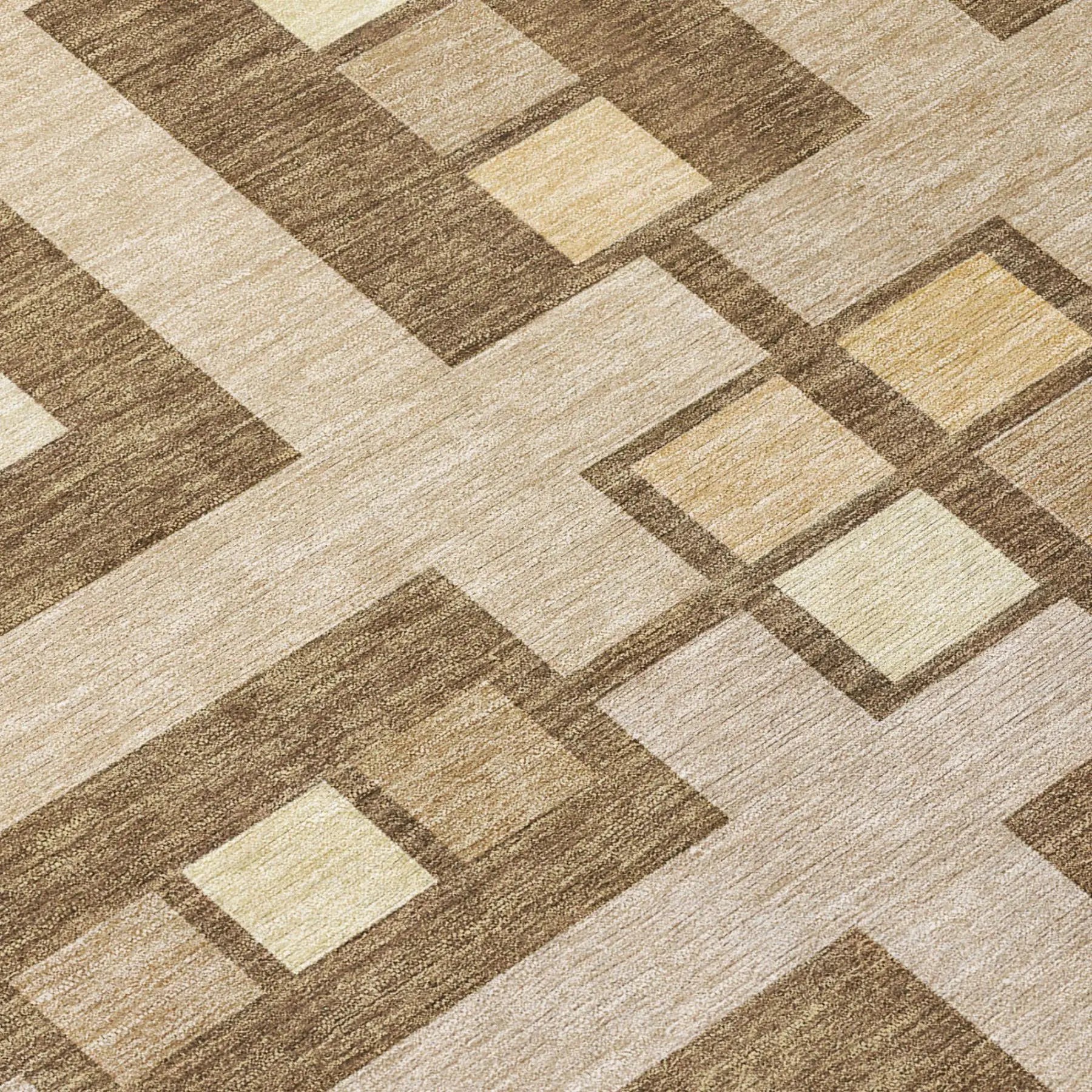 5' X 8' Brown And Beige Geometric Washable Indoor Outdoor Area Rug Homeroots Outdoor