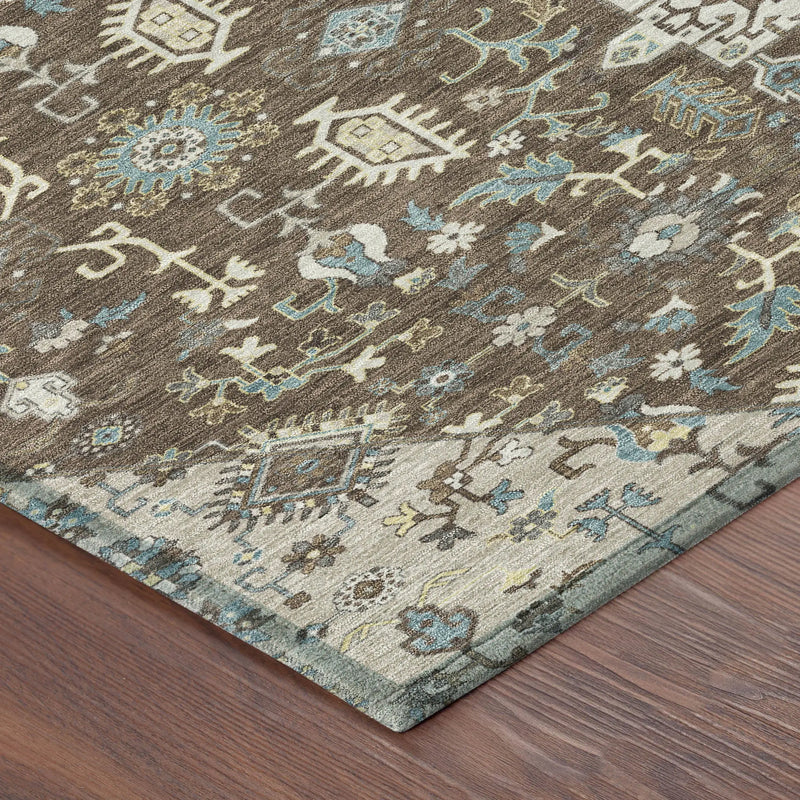 5' X 8' Brown And Beige Medallion Washable Indoor Outdoor Area Rug Homeroots Outdoor