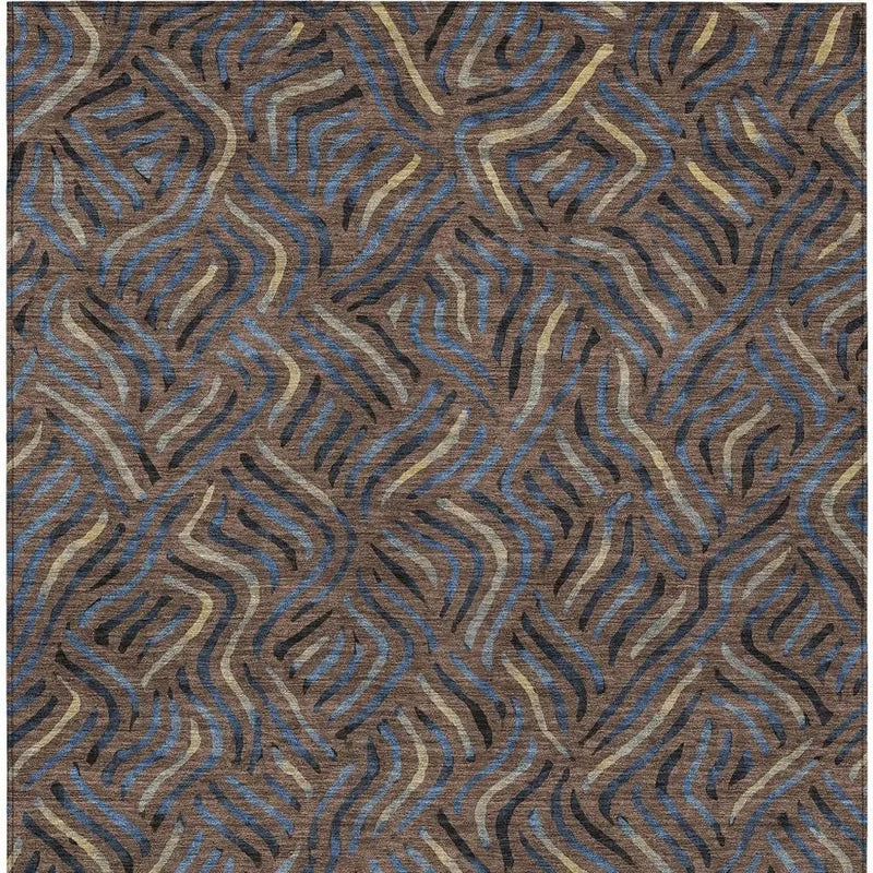 5' X 8' Brown And Black Abstract Washable Indoor Outdoor Area Rug Homeroots Outdoor