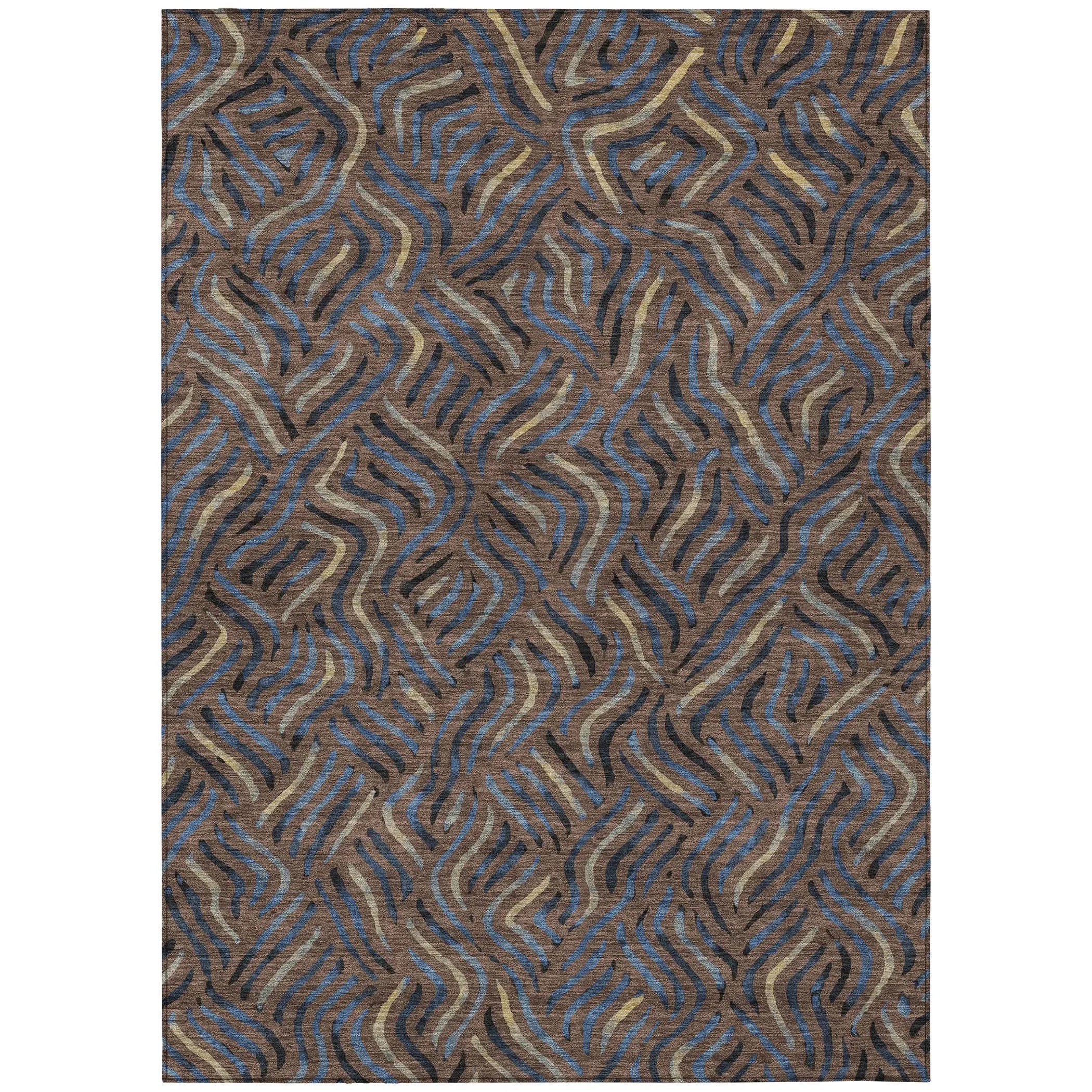 5' X 8' Brown And Black Abstract Washable Indoor Outdoor Area Rug Homeroots Outdoor