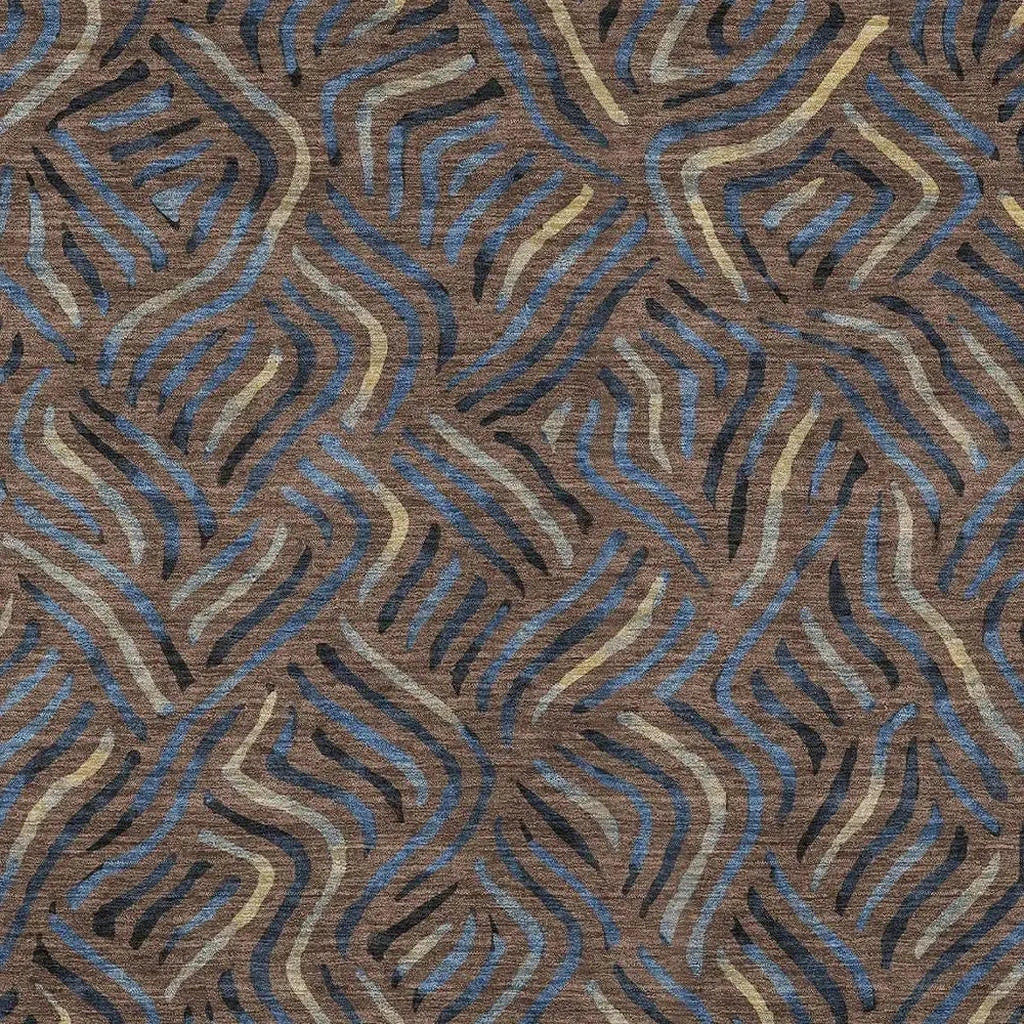5' X 8' Brown And Black Abstract Washable Indoor Outdoor Area Rug Homeroots Outdoor
