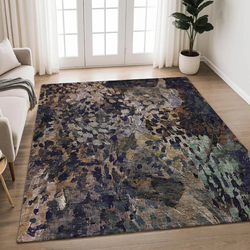 5' X 8' Brown And Black Abstract Washable Indoor Outdoor Area Rug Homeroots Outdoor