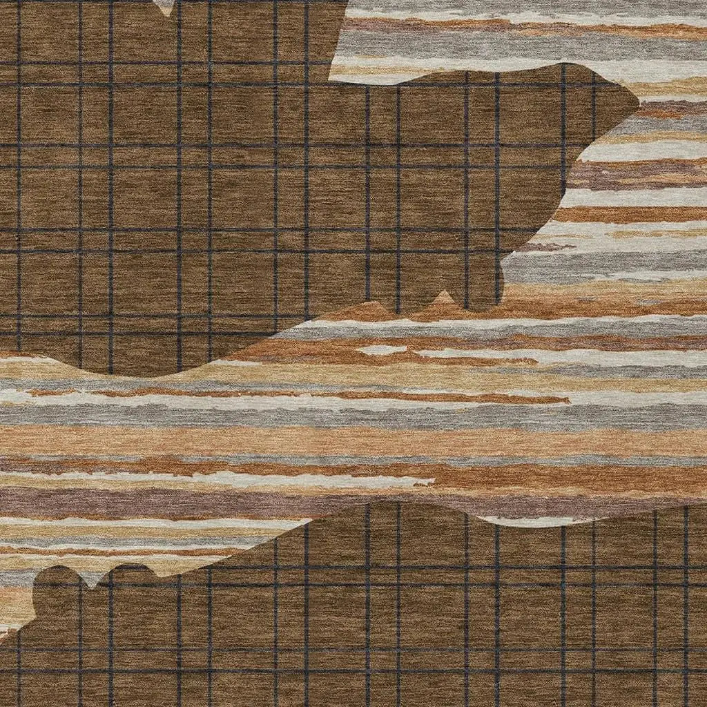 5' X 8' Brown And Black Abstract Washable Indoor Outdoor Area Rug Homeroots Outdoor