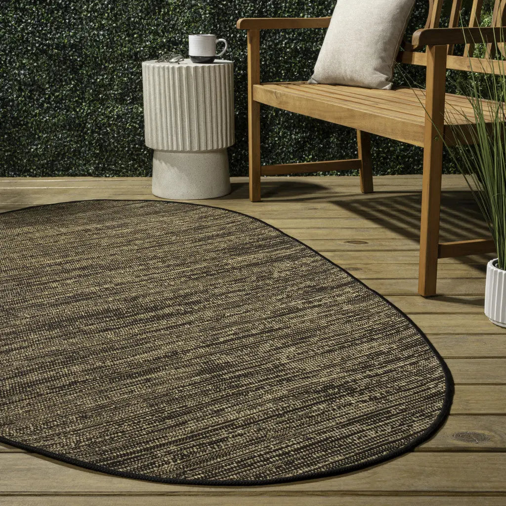 5' X 8' Brown And Black Medallion Indoor Outdoor Area Rug Homeroots Outdoor