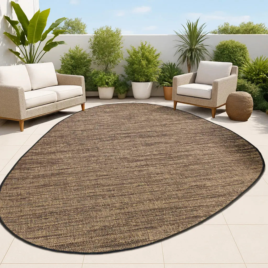 5' X 8' Brown And Black Medallion Indoor Outdoor Area Rug Homeroots Outdoor