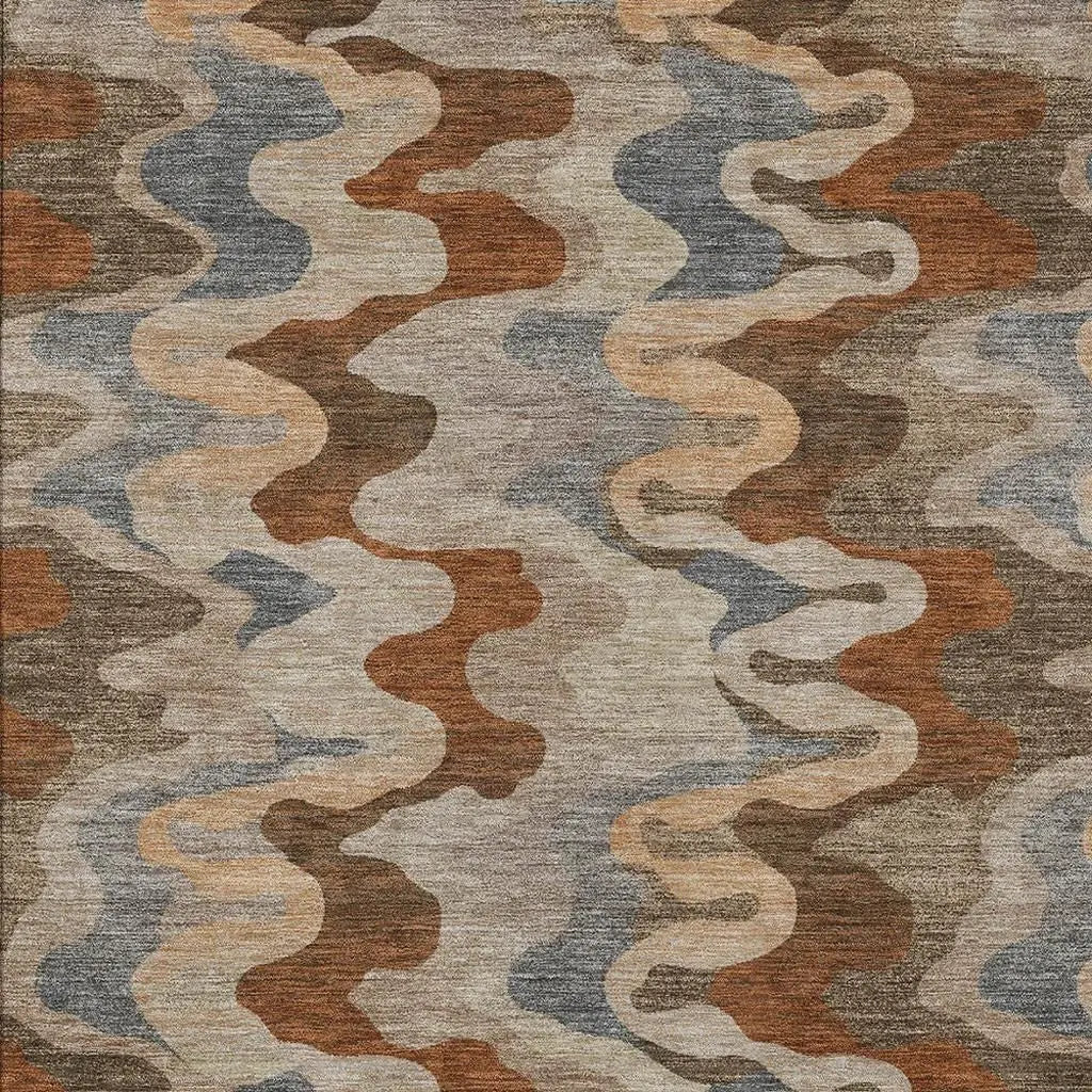 5' X 8' Brown And Chocolate Abstract Washable Indoor Outdoor Area Rug Homeroots Outdoor