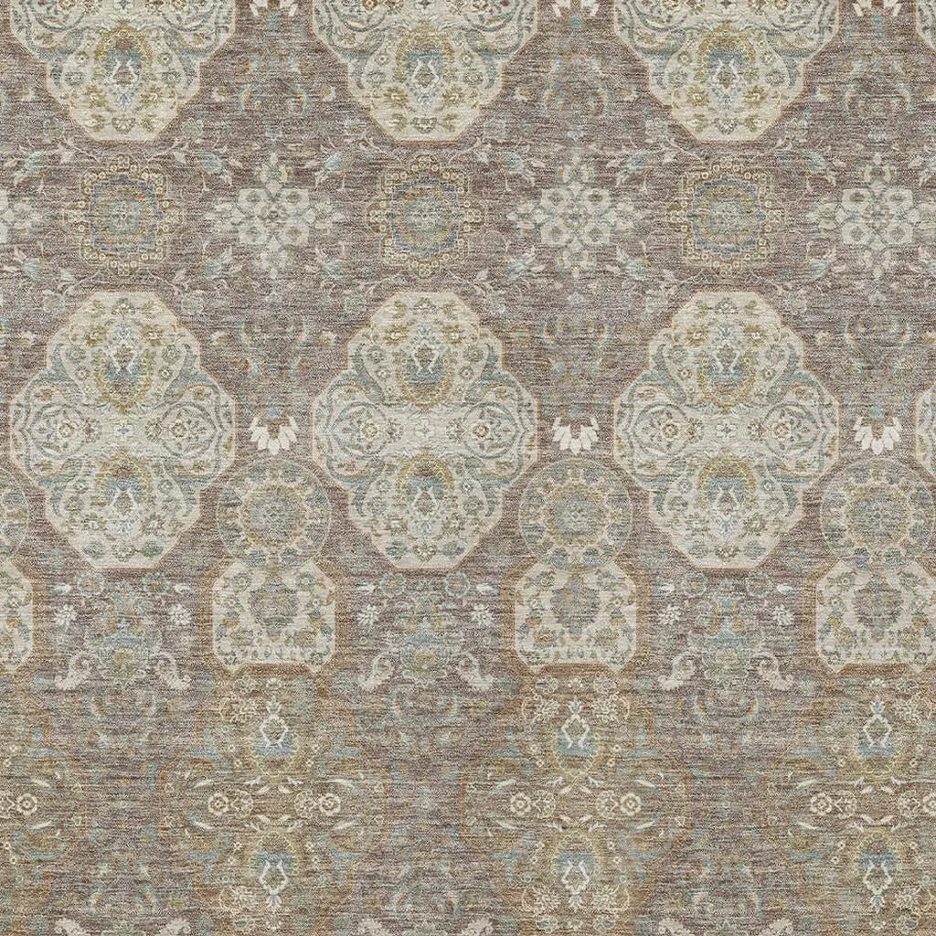 5' X 8' Brown And Copper Floral Washable Indoor Outdoor Area Rug Homeroots Outdoor