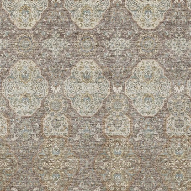 5' X 8' Brown And Copper Floral Washable Indoor Outdoor Area Rug Homeroots Outdoor