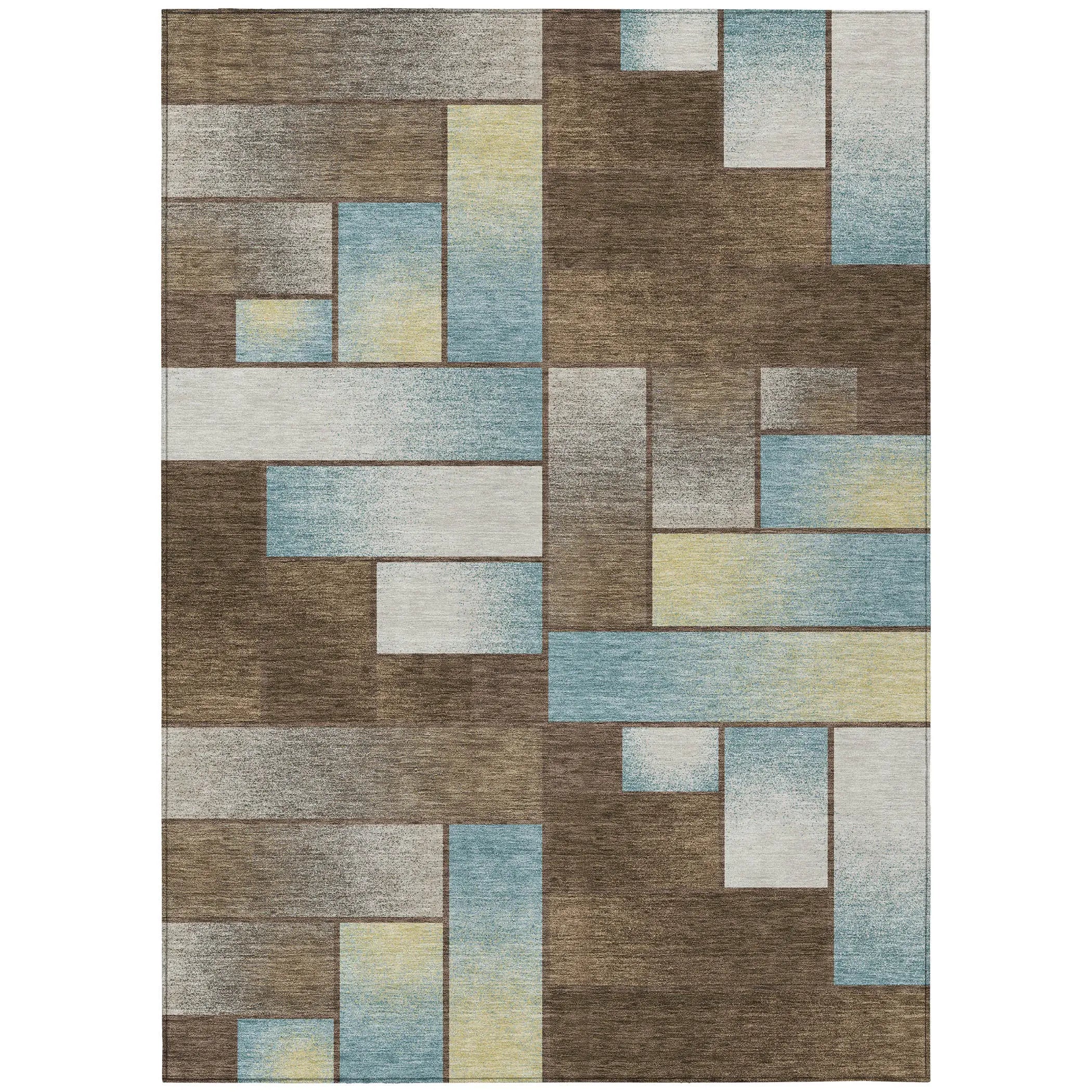 5' X 8' Brown And Gray Geometric Washable Indoor Outdoor Area Rug Homeroots Outdoor