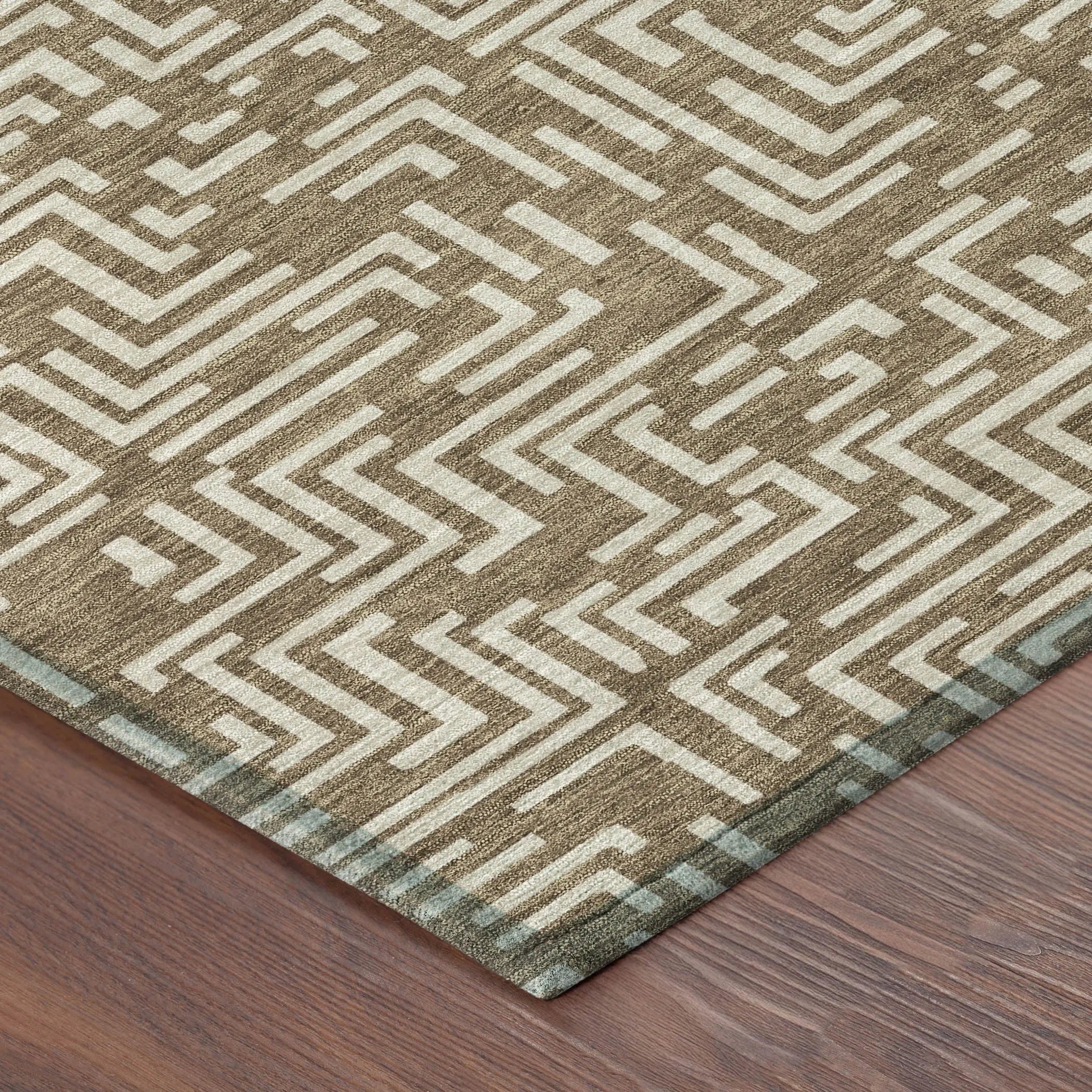 5' X 8' Brown And Gray Geometric Washable Indoor Outdoor Area Rug Homeroots Outdoor