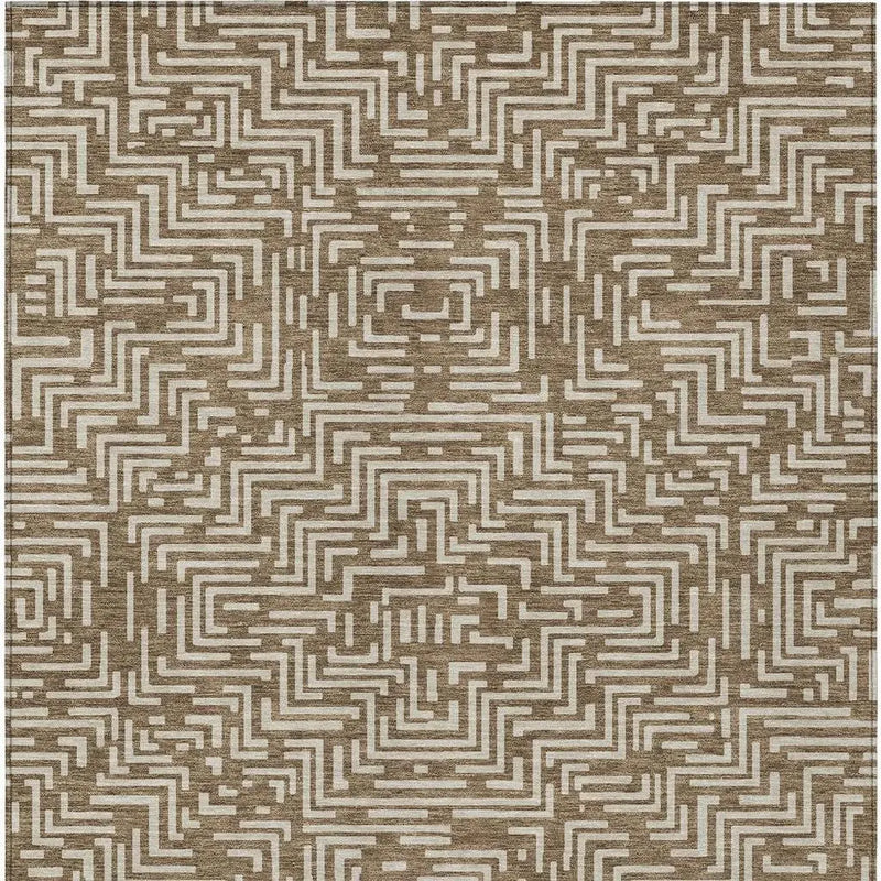 5' X 8' Brown And Gray Geometric Washable Indoor Outdoor Area Rug Homeroots Outdoor