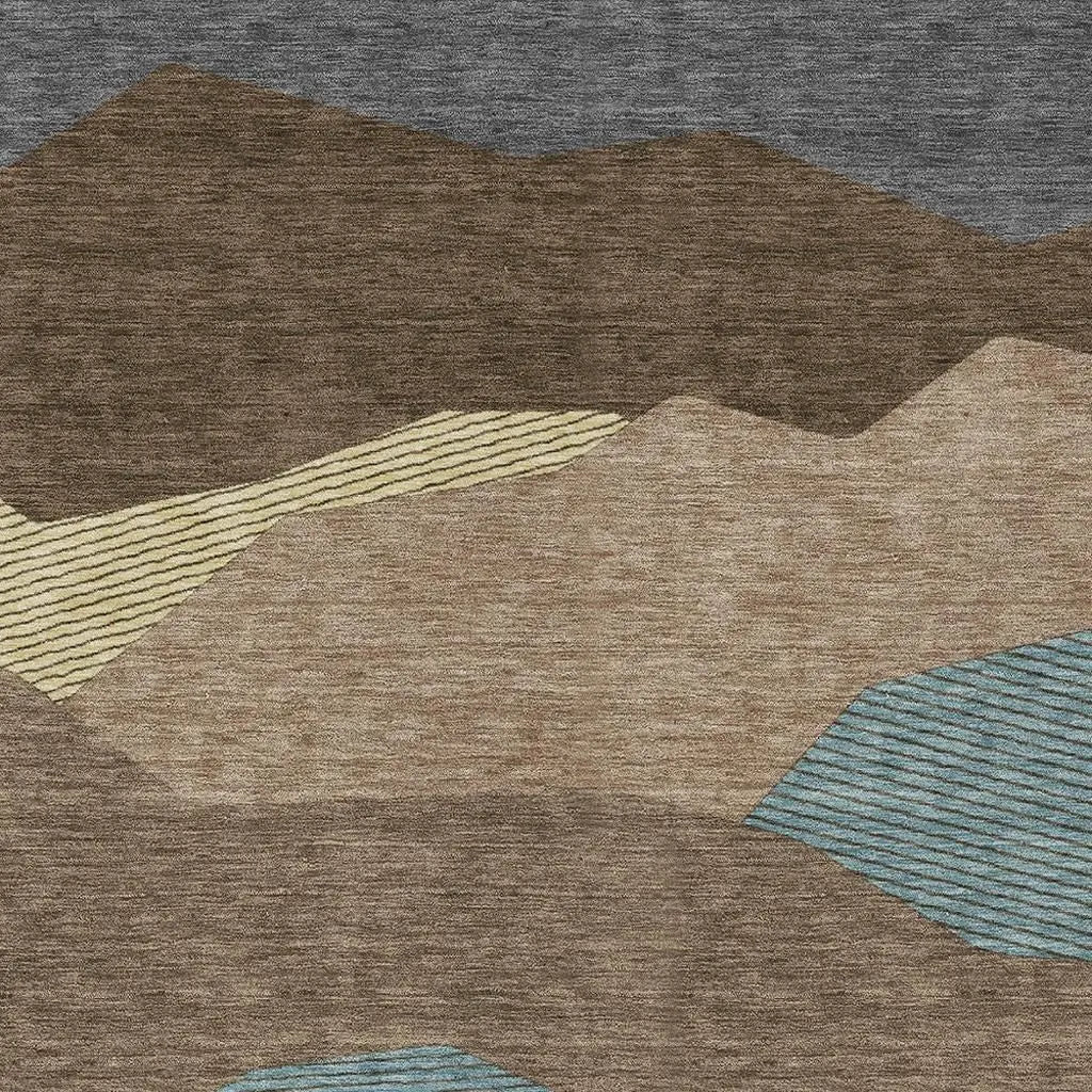5' X 8' Brown And Gray Geometric Washable Indoor Outdoor Area Rug Homeroots Outdoor