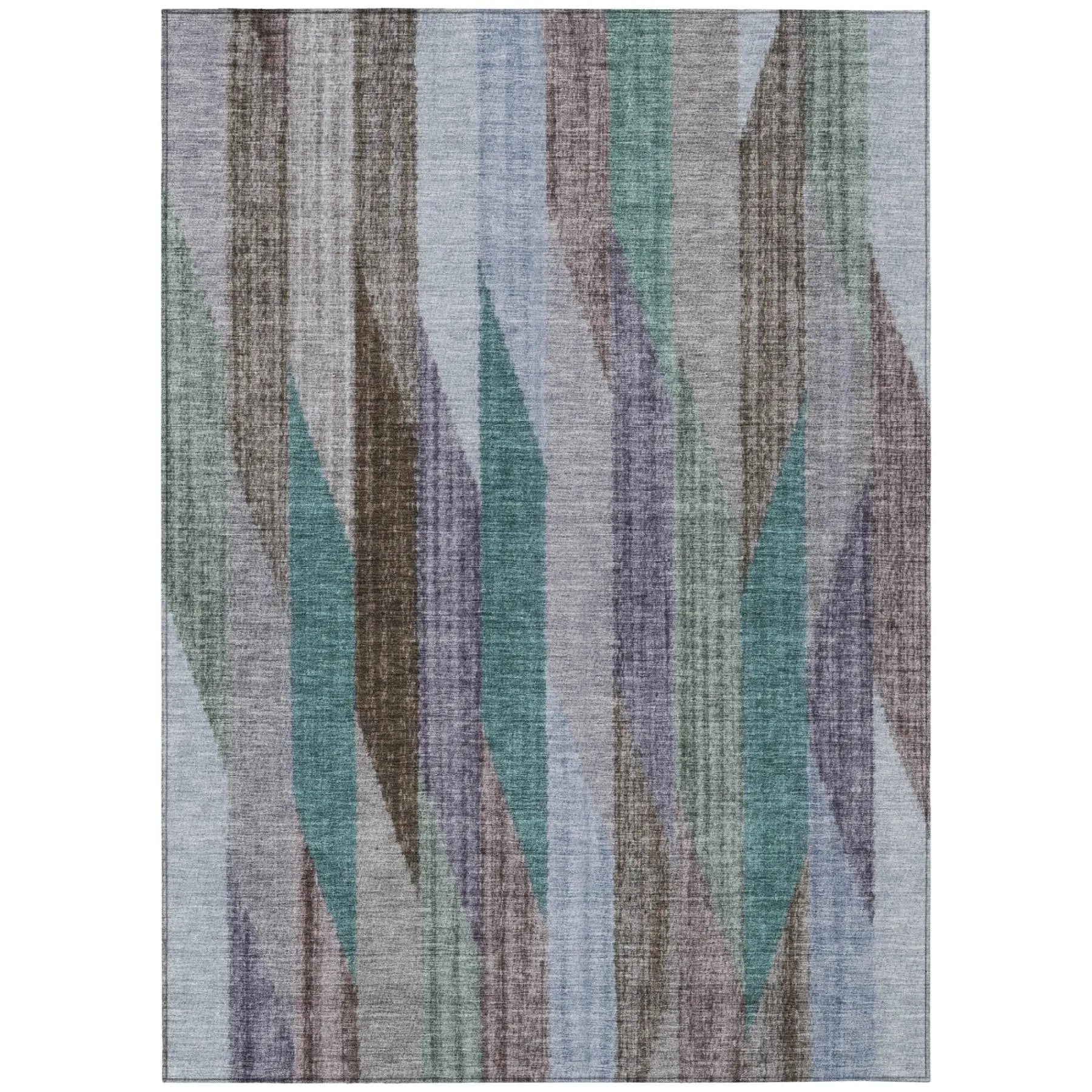 5' X 8' Brown And Gray Striped Washable Indoor Outdoor Area Rug Homeroots Outdoor