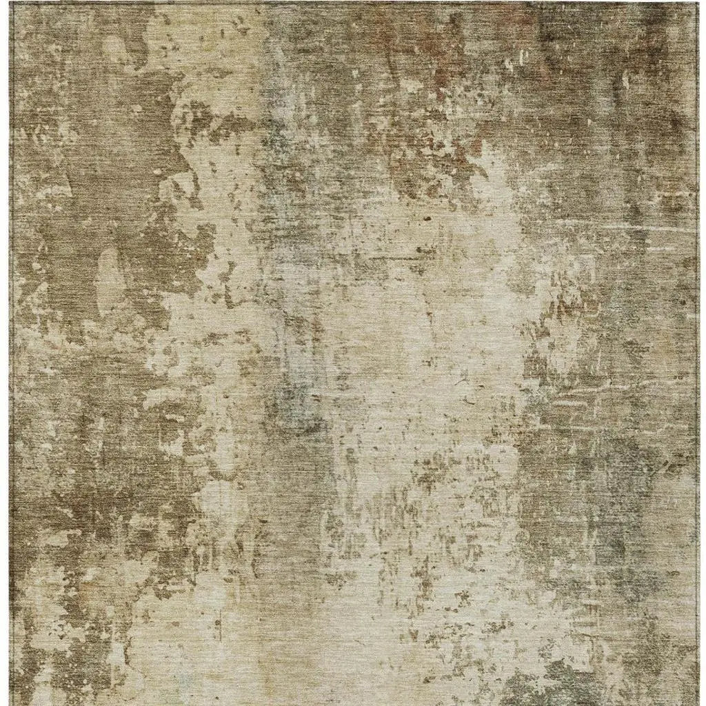 5' X 8' Brown And Green Abstract Washable Indoor Outdoor Area Rug Homeroots Outdoor