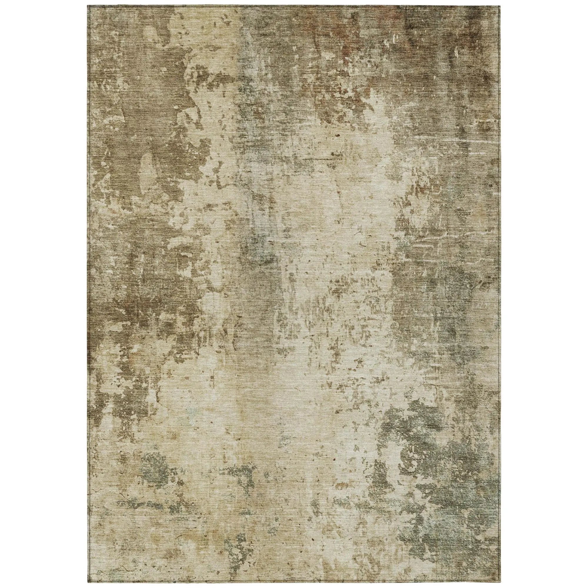 5' X 8' Brown And Green Abstract Washable Indoor Outdoor Area Rug Homeroots Outdoor