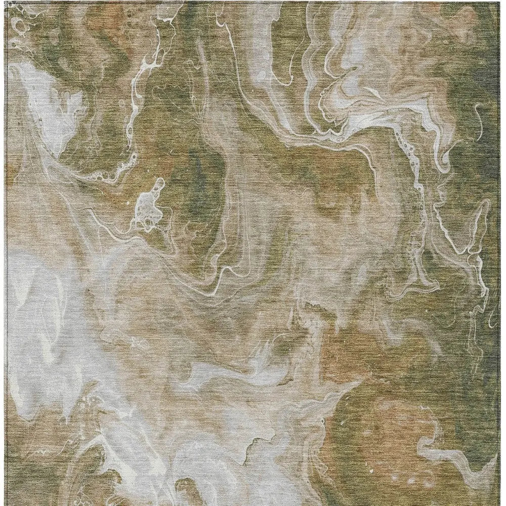 5' X 8' Brown And Ivory Abstract Washable Indoor Outdoor Area Rug Homeroots Outdoor