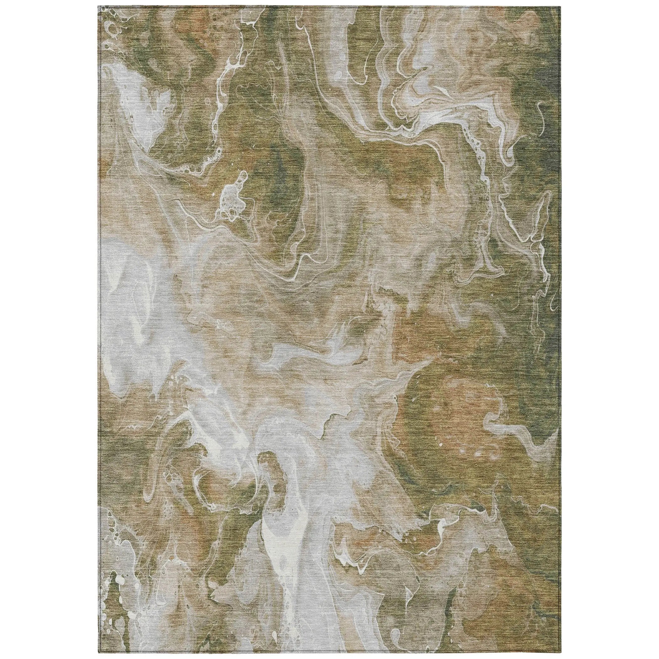 5' X 8' Brown And Ivory Abstract Washable Indoor Outdoor Area Rug Homeroots Outdoor