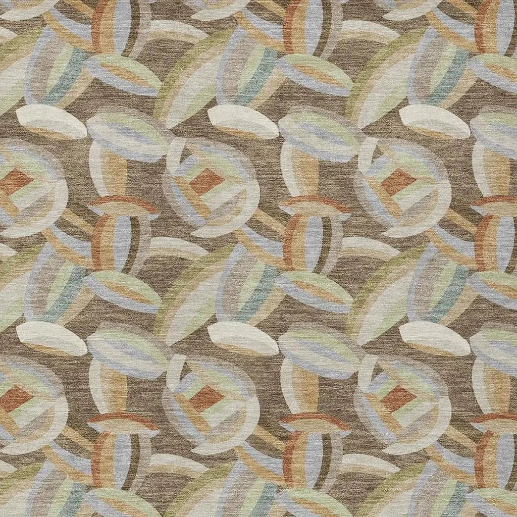 5' X 8' Brown And Ivory Abstract Washable Indoor Outdoor Area Rug Homeroots Outdoor
