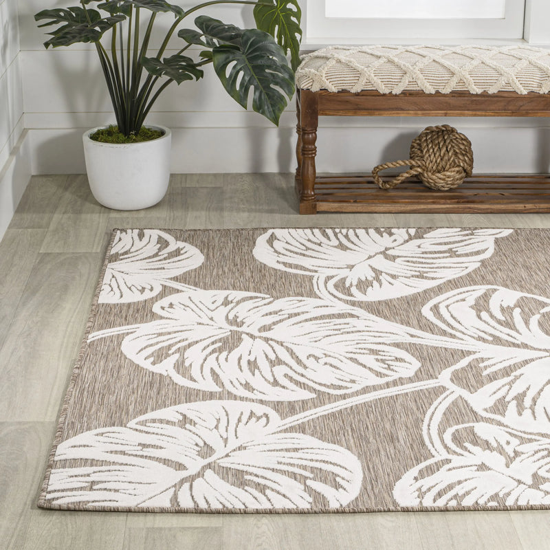 5' X 8' Brown And Ivory Floral Indoor Outdoor Area Rug Homeroots Outdoor