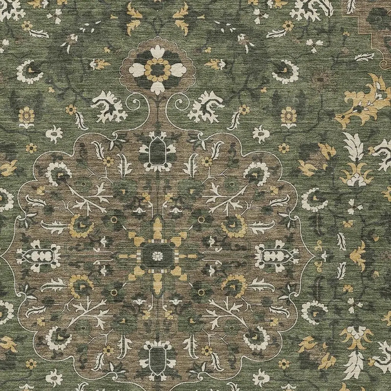 5' X 8' Brown And Ivory Floral Medallion Washable Indoor Outdoor Area Rug Homeroots Outdoor