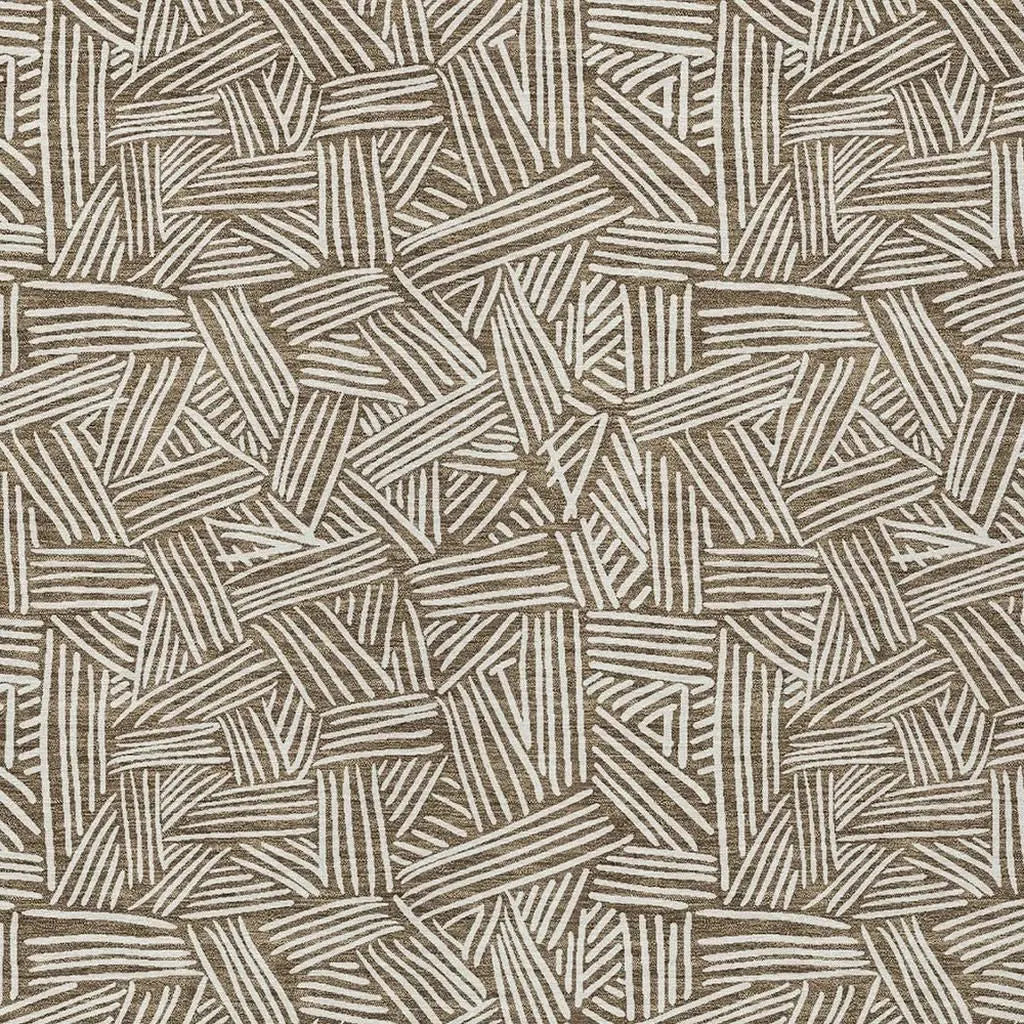 5' X 8' Brown And Ivory Geometric Washable Indoor Outdoor Area Rug Homeroots Outdoor