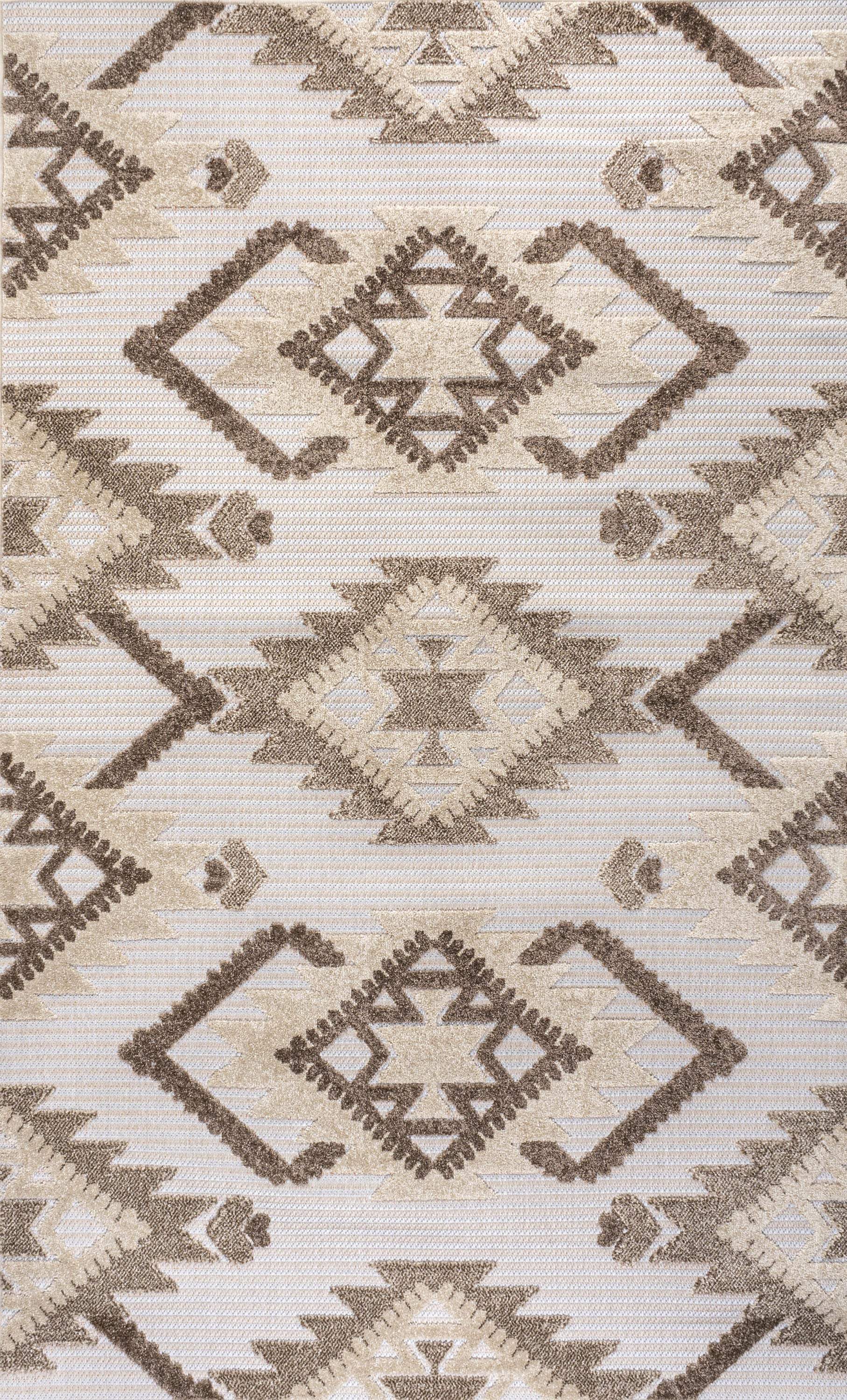 5' X 8' Brown And Ivory Moroccan Indoor Outdoor Area Rug - GreatEagleInc