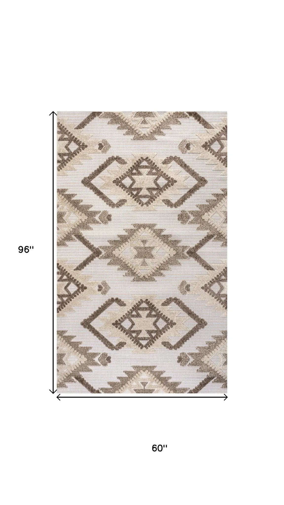 5' X 8' Brown And Ivory Moroccan Indoor Outdoor Area Rug Homeroots Outdoor