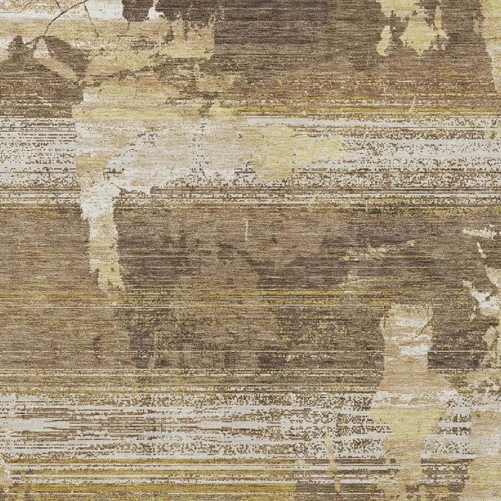 5' X 8' Brown And Khaki Abstract Washable Indoor Outdoor Area Rug Homeroots Outdoor