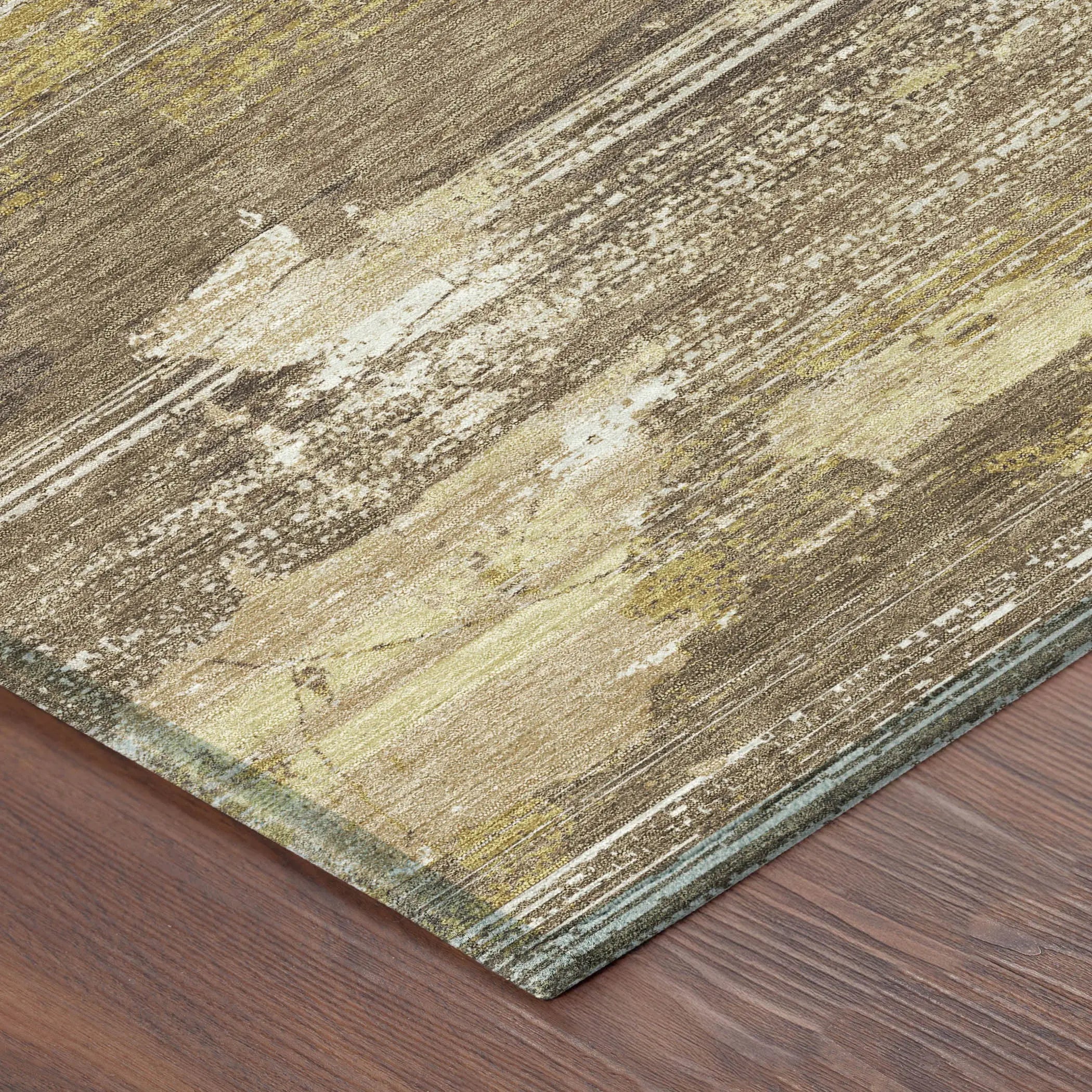 5' X 8' Brown And Khaki Abstract Washable Indoor Outdoor Area Rug Homeroots Outdoor