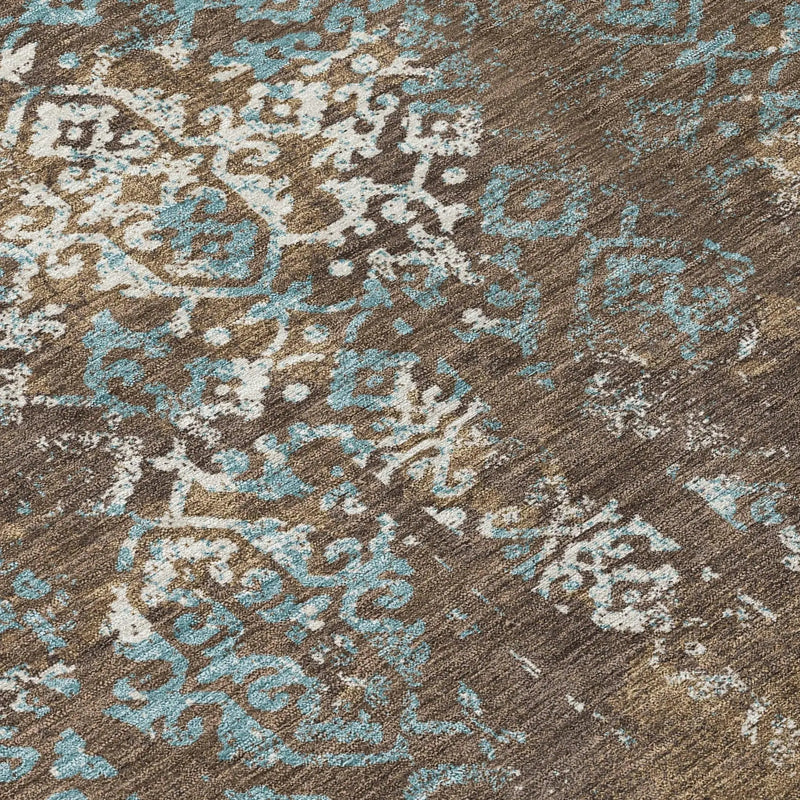5' X 8' Brown And Khaki Oriental Washable Indoor Outdoor Area Rug Homeroots Outdoor