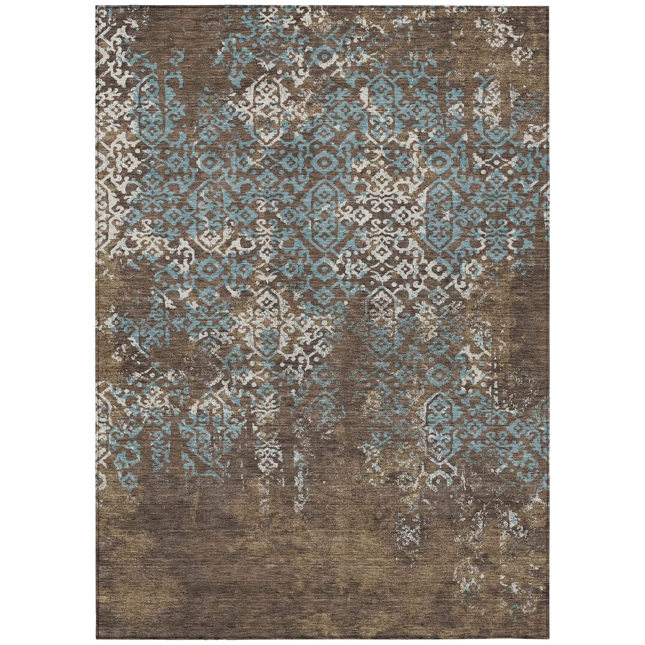 5' X 8' Brown And Khaki Oriental Washable Indoor Outdoor Area Rug Homeroots Outdoor