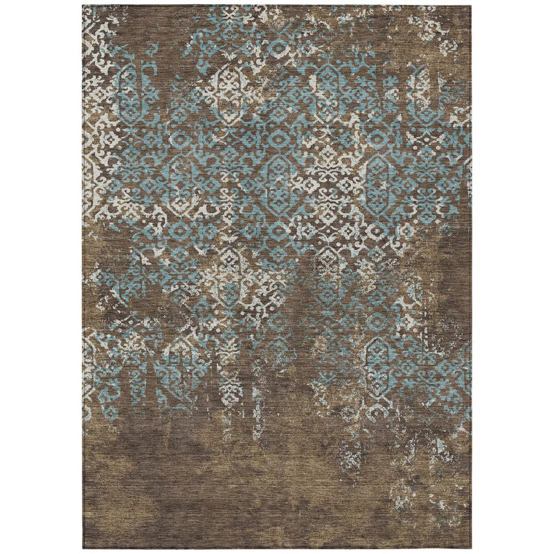 5' X 8' Brown And Khaki Oriental Washable Indoor Outdoor Area Rug Homeroots Outdoor