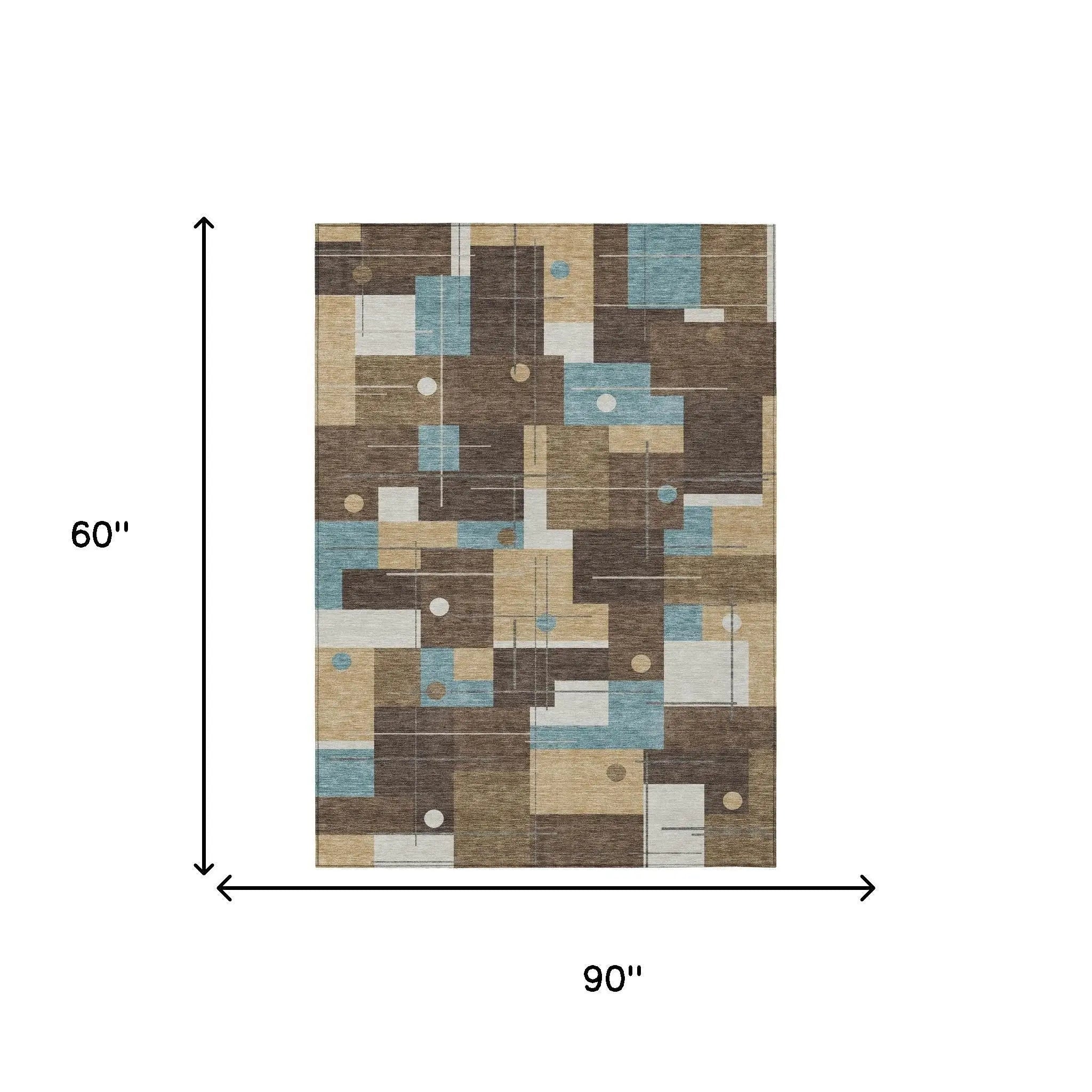 5' X 8' Brown And Pewter Geometric Washable Indoor Outdoor Area Rug Homeroots Outdoor