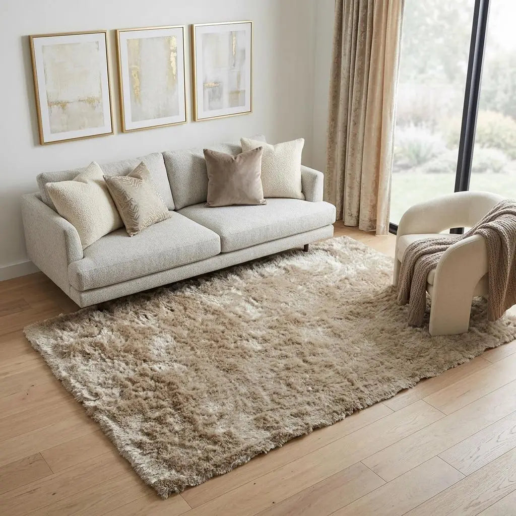 5' X 8' Brown And Tan Shag Hand Tufted Area Rug Homeroots Home Decor