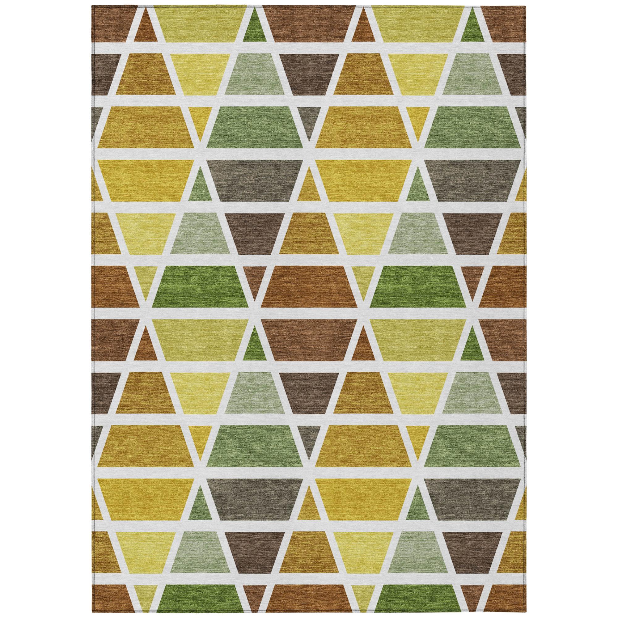 5' X 8' Brown And White Geometric Washable Indoor Outdoor Area Rug Homeroots Outdoor